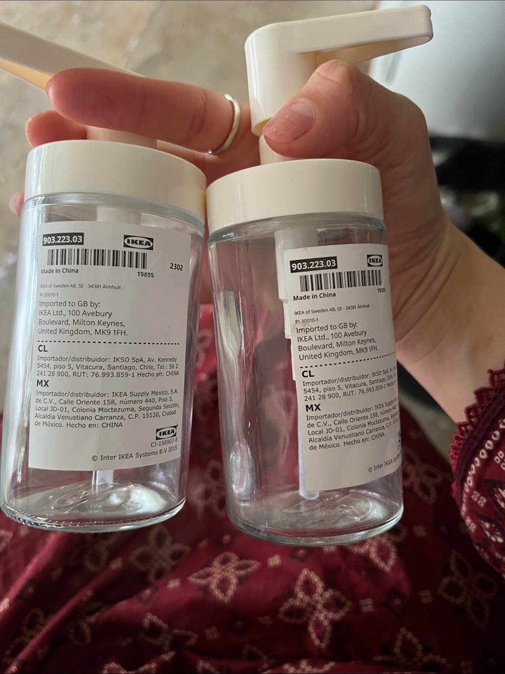 IKEA Clear Glass Pump Bottles with White Pumps